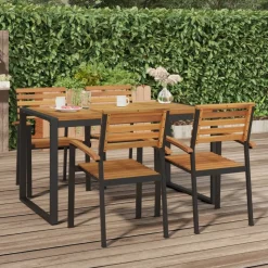 MAISON EXCLUSIVE - Chaises de jardin empilables lot de 4 bois d'acacia et métal