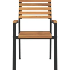 MAISON EXCLUSIVE - Chaises de jardin empilables lot de 4 bois d'acacia et métal