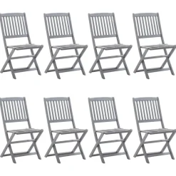 MAISON EXCLUSIVE - Chaises pliables d'extérieur lot de 8 et coussins bois d'acacia