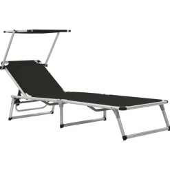 MAISON EXCLUSIVE - Chaises longues pliables et toit lot de 2 aluminium textilène