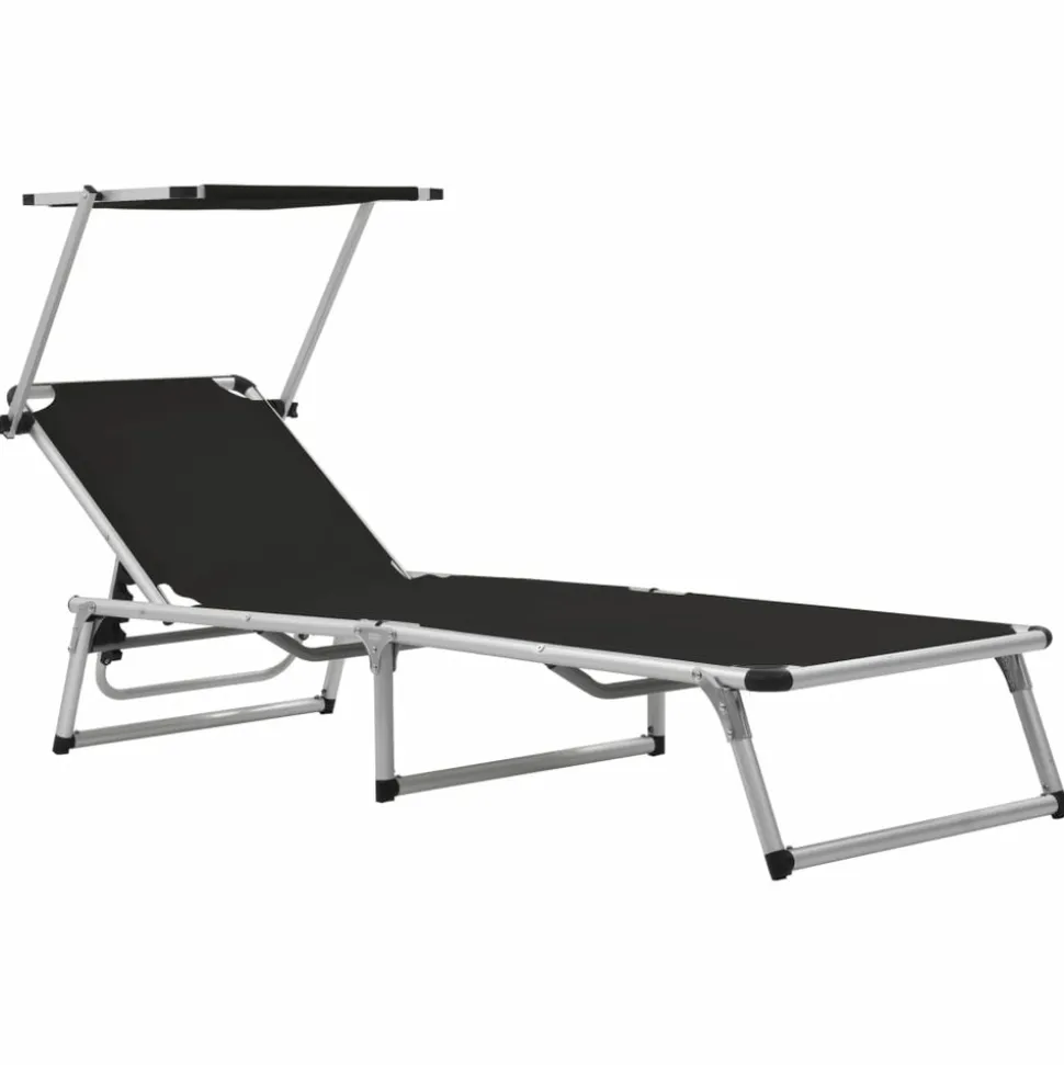 MAISON EXCLUSIVE - Chaises longues pliables et toit lot de 2 aluminium textilène