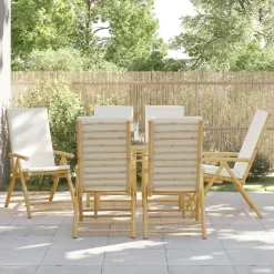 MAISON EXCLUSIVE - Chaises inclinables de jardin pliantes lot de 6 coussins bambou