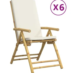 MAISON EXCLUSIVE - Chaises inclinables de jardin pliantes lot de 6 coussins bambou