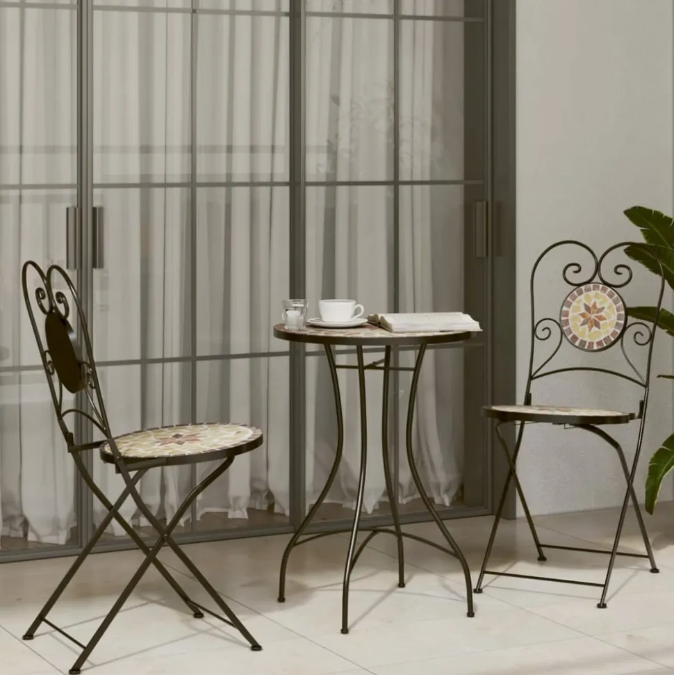 MAISON EXCLUSIVE - Chaises de bistro pliables lot de 2 terre cuite blanc céramique