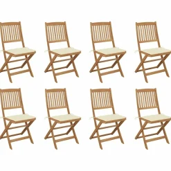 MAISON EXCLUSIVE - Chaises pliables d'extérieur et coussins lot de 8 bois d'acacia