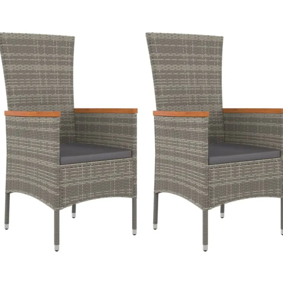 MAISON EXCLUSIVE - Chaises de jardin avec coussins lot de 2 résine tressée gris