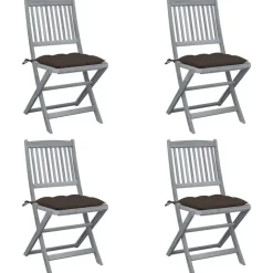 MAISON EXCLUSIVE - Chaises pliables d'extérieur lot de 4 et coussins bois d'acacia