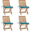 MAISON EXCLUSIVE - Chaises pliables de jardin avec coussins lot de 4 teck solide