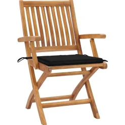 MAISON EXCLUSIVE - Chaises de jardin lot de 2 et coussins noir bois de teck massif