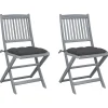 MAISON EXCLUSIVE - Chaises pliables d'extérieur lot de 2 et coussins bois d'acacia