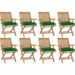 MAISON EXCLUSIVE - Chaises pliables de jardin avec coussins lot de 8 teck solide