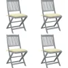 MAISON EXCLUSIVE - Chaises pliables d'extérieur lot de 4 et coussins bois d'acacia