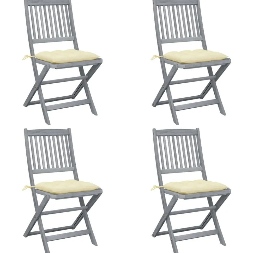 MAISON EXCLUSIVE - Chaises pliables d'extérieur lot de 4 et coussins bois d'acacia