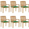 MAISON EXCLUSIVE - Chaises de jardin empilables avec coussins lot de 6 teck solide