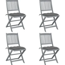 MAISON EXCLUSIVE - Chaises pliables d'extérieur lot de 4 et coussins bois d'acacia