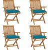 MAISON EXCLUSIVE - Chaises pliables de jardin avec coussins lot de 4 teck solide
