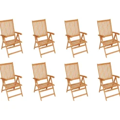 MAISON EXCLUSIVE - Chaises inclinables de jardin et coussins lot de 8 teck solide