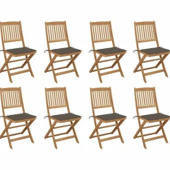 MAISON EXCLUSIVE - Chaises pliables d'extérieur et coussins lot de 8 bois d'acacia