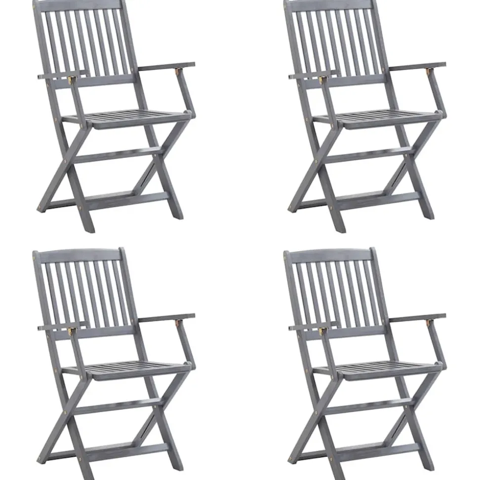 MAISON EXCLUSIVE - Chaises pliables d'extérieur lot de 4 et coussins bois d'acacia