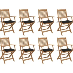 MAISON EXCLUSIVE - Chaises pliables d'extérieur et coussins lot de 8 bois d'acacia