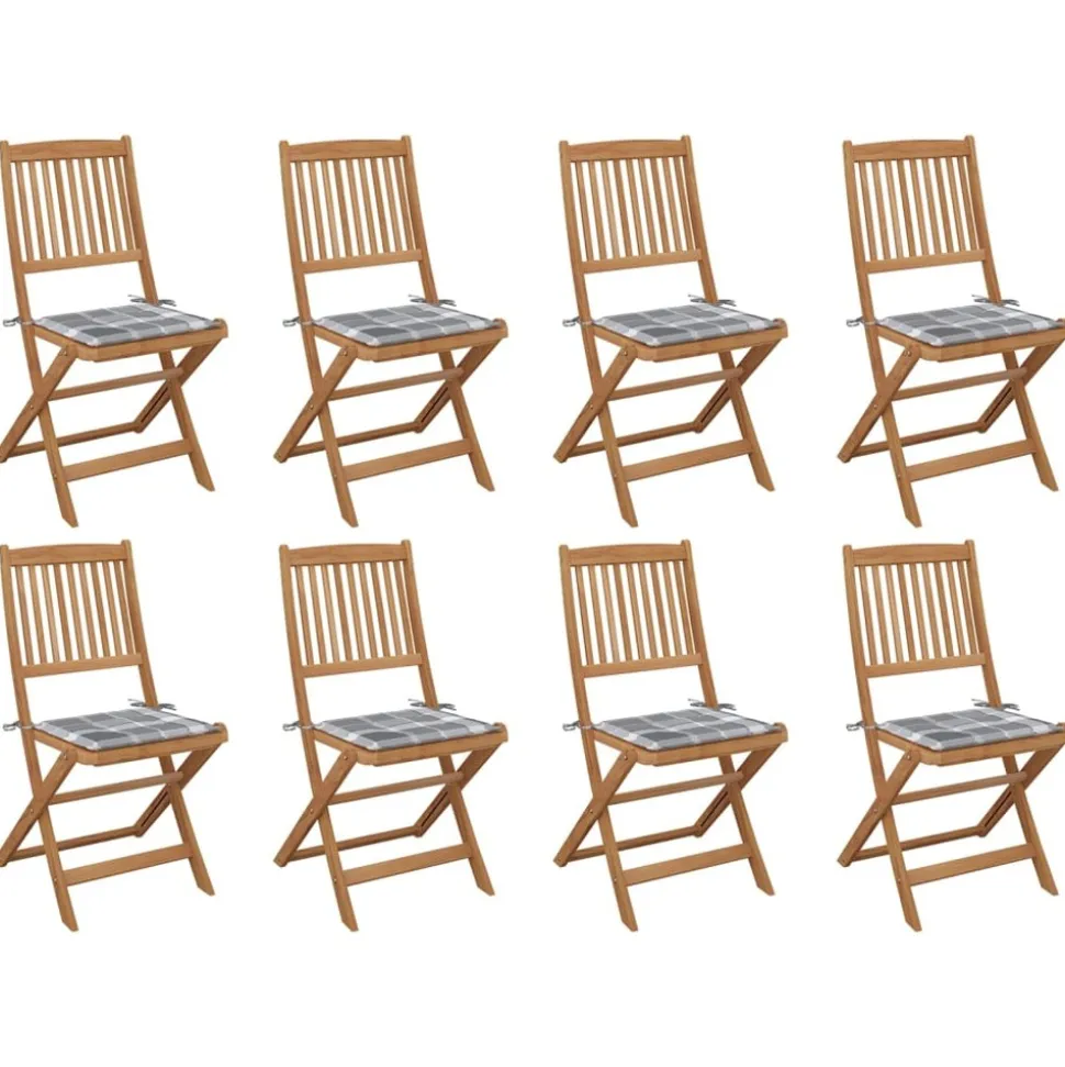 MAISON EXCLUSIVE - Chaises pliables d'extérieur et coussins lot de 8 bois d'acacia