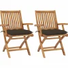 MAISON EXCLUSIVE - Chaises de jardin lot de 2 et coussins taupe bois teck massif