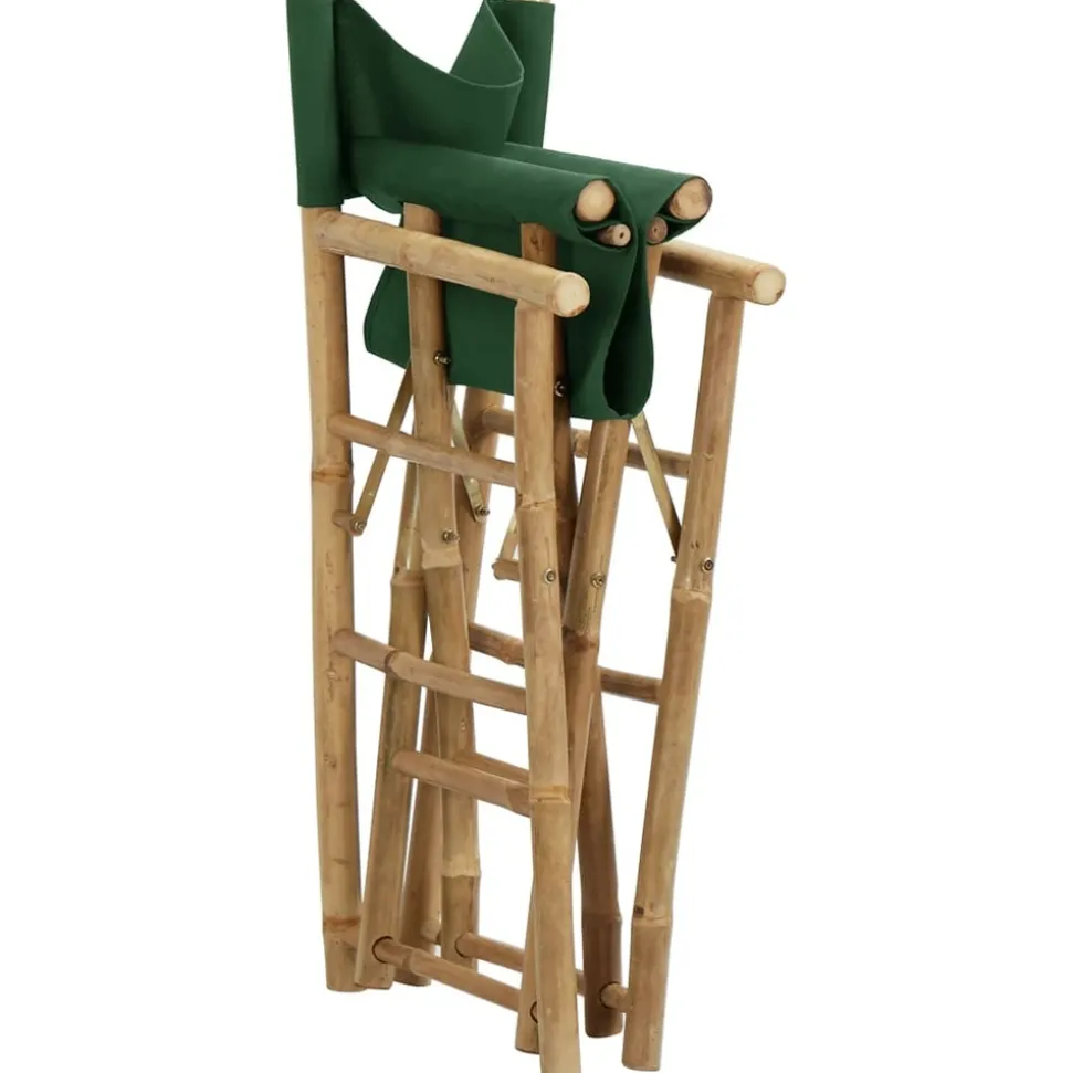 MAISON EXCLUSIVE - Chaises pliables de directeur lot de 2 vert bambou et tissu