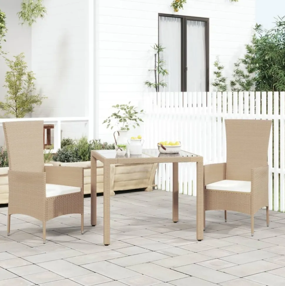 MAISON EXCLUSIVE - Chaises de jardin avec coussins lot de 2 résine tressée beige