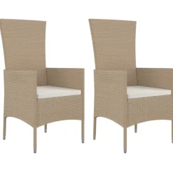 MAISON EXCLUSIVE - Chaises de jardin avec coussins lot de 2 résine tressée beige