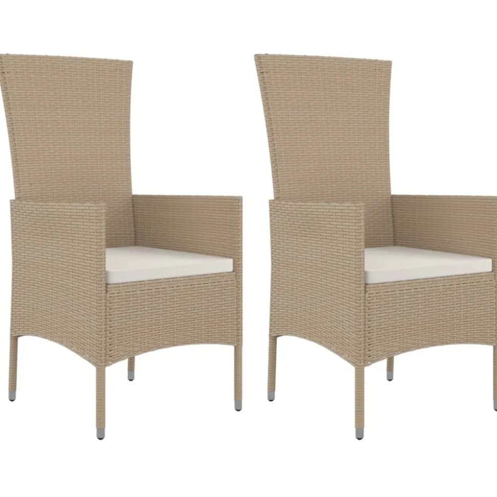 MAISON EXCLUSIVE - Chaises de jardin avec coussins lot de 2 résine tressée beige