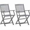 MAISON EXCLUSIVE - Chaises pliables d'extérieur lot de 2 bois d'acacia solide