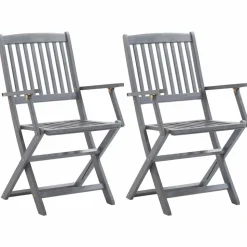 MAISON EXCLUSIVE - Chaises pliables d'extérieur lot de 2 bois d'acacia solide
