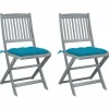 MAISON EXCLUSIVE - Chaises pliables d'extérieur lot de 2 et coussins bois d'acacia