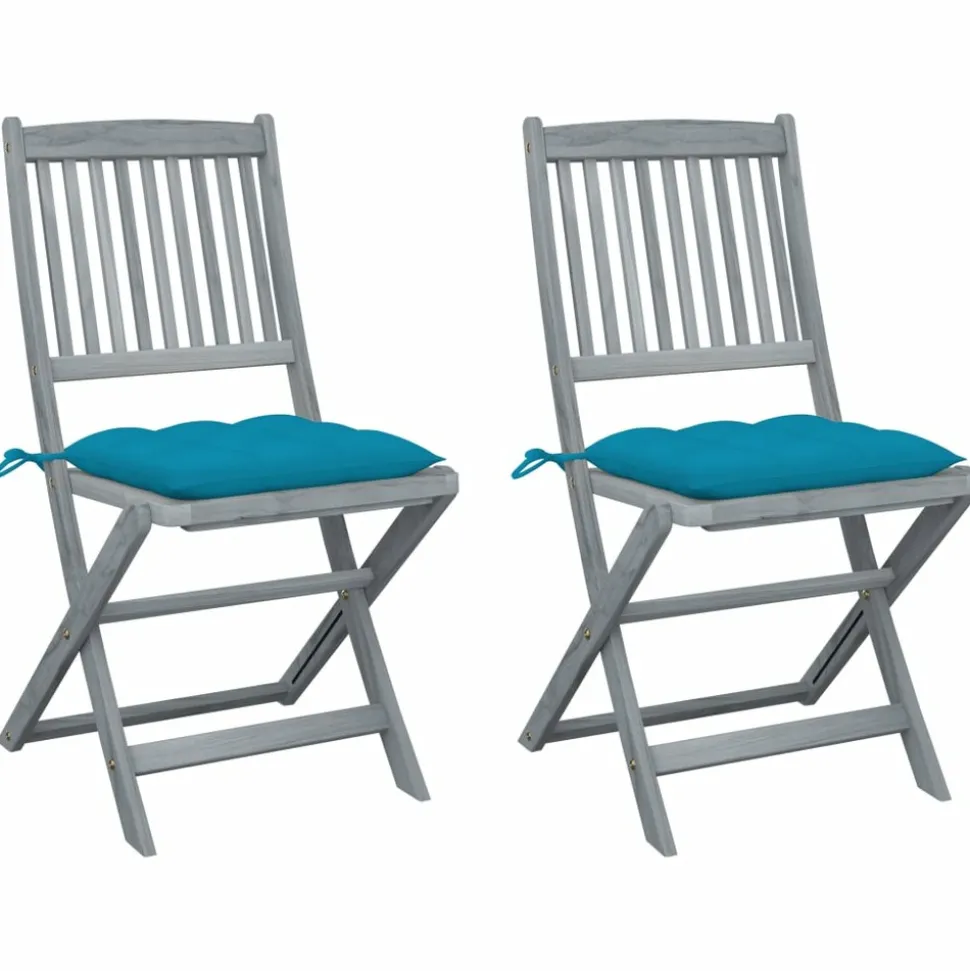 MAISON EXCLUSIVE - Chaises pliables d'extérieur lot de 2 et coussins bois d'acacia