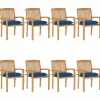 MAISON EXCLUSIVE - Chaises de jardin empilables avec coussins lot de 8 teck solide