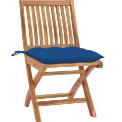 MAISON EXCLUSIVE - Chaises de jardin lot de 2 et coussins bleu bois de teck massif