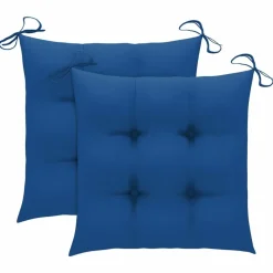 MAISON EXCLUSIVE - Chaises de jardin lot de 2 et coussins bleu bois de teck massif