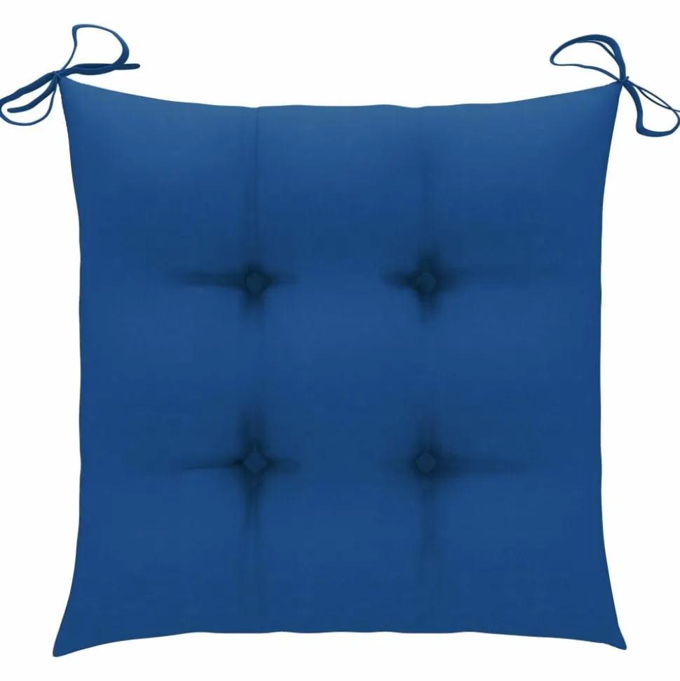 MAISON EXCLUSIVE - Chaises de jardin lot de 2 et coussins bleu bois de teck massif