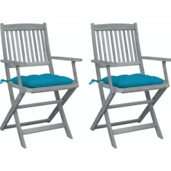 MAISON EXCLUSIVE - Chaises pliables d'extérieur lot de 2 et coussins bois d'acacia