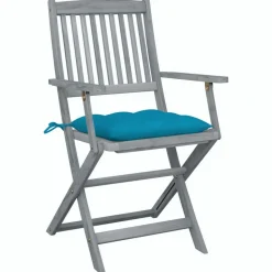 MAISON EXCLUSIVE - Chaises pliables d'extérieur lot de 2 et coussins bois d'acacia