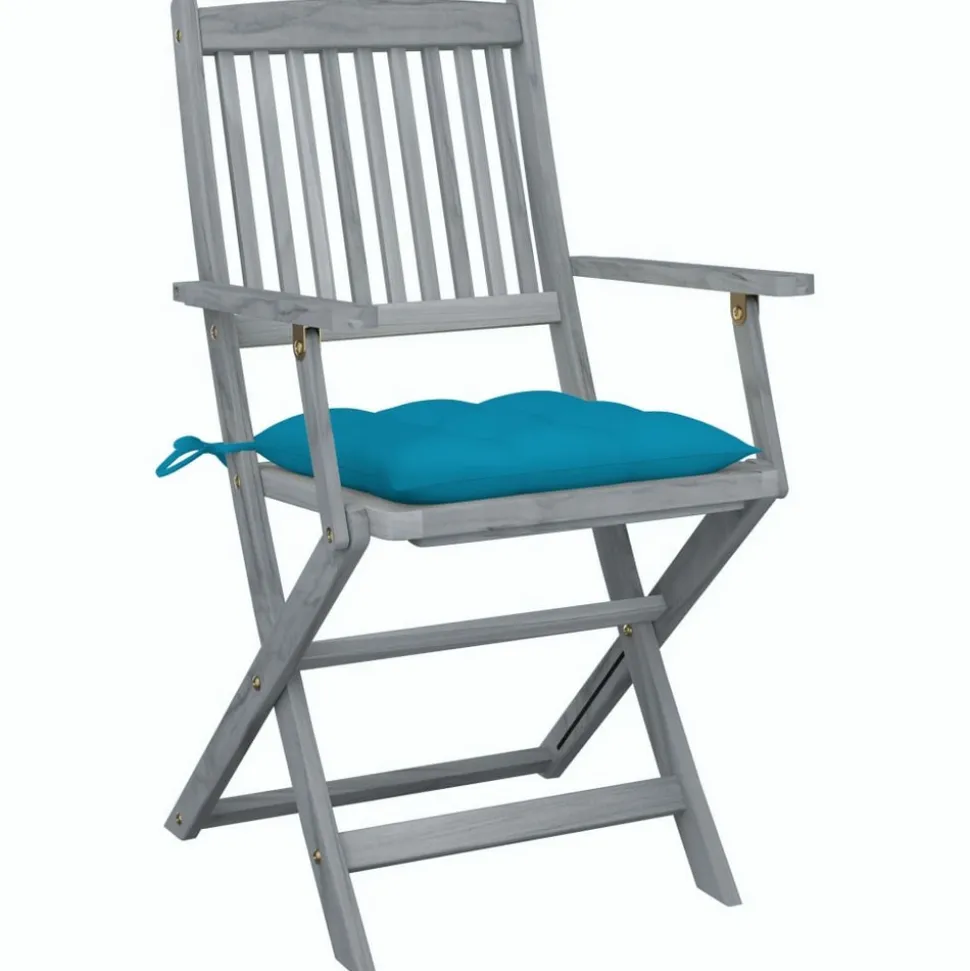 MAISON EXCLUSIVE - Chaises pliables d'extérieur lot de 2 et coussins bois d'acacia