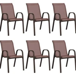 MAISON EXCLUSIVE - Chaises empilables de jardin lot de 6 marron tissu textilène