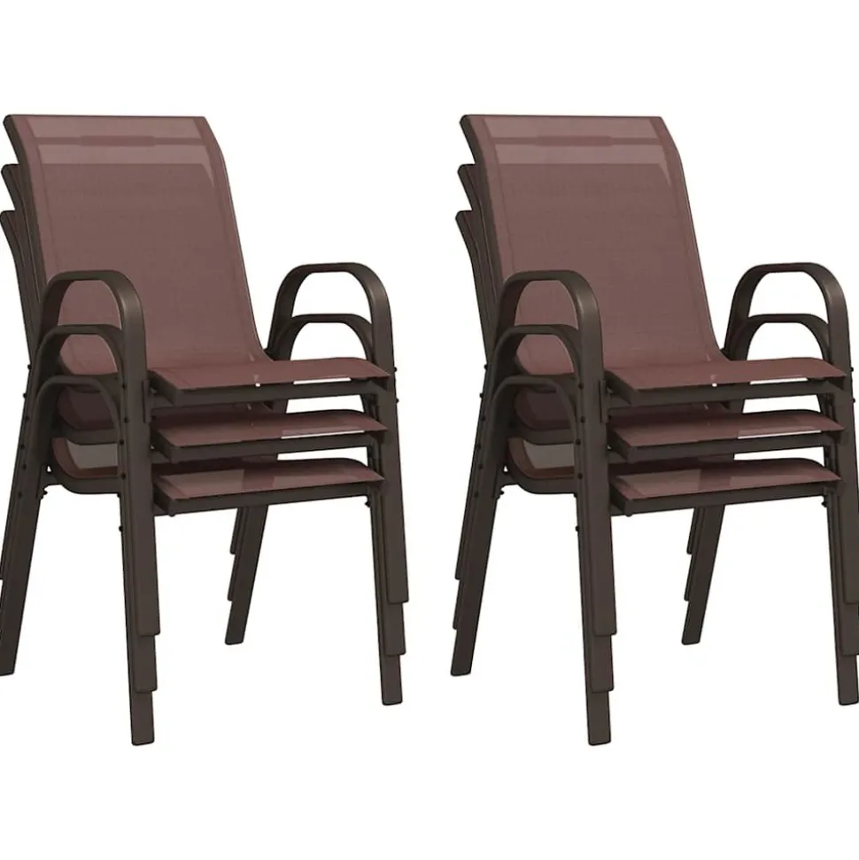MAISON EXCLUSIVE - Chaises empilables de jardin lot de 6 marron tissu textilène