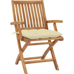 MAISON EXCLUSIVE - Chaises de jardin lot de 2 et coussins blanc crème teck massif