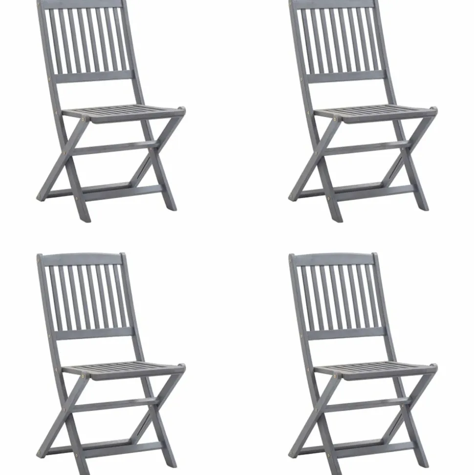 MAISON EXCLUSIVE - Chaises pliables d'extérieur lot de 4 et coussins bois d'acacia