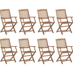 MAISON EXCLUSIVE - Chaises pliables d'extérieur et coussins lot de 8 bois d'acacia