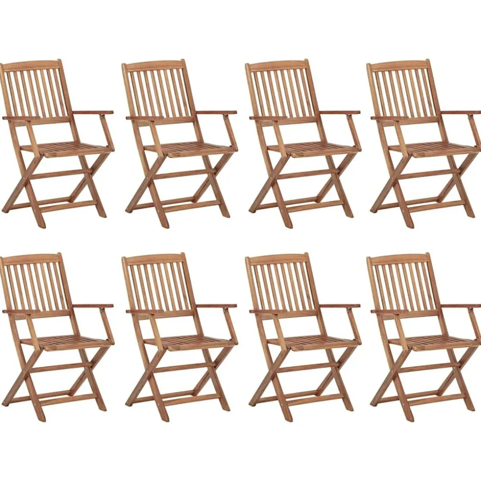 MAISON EXCLUSIVE - Chaises pliables d'extérieur et coussins lot de 8 bois d'acacia
