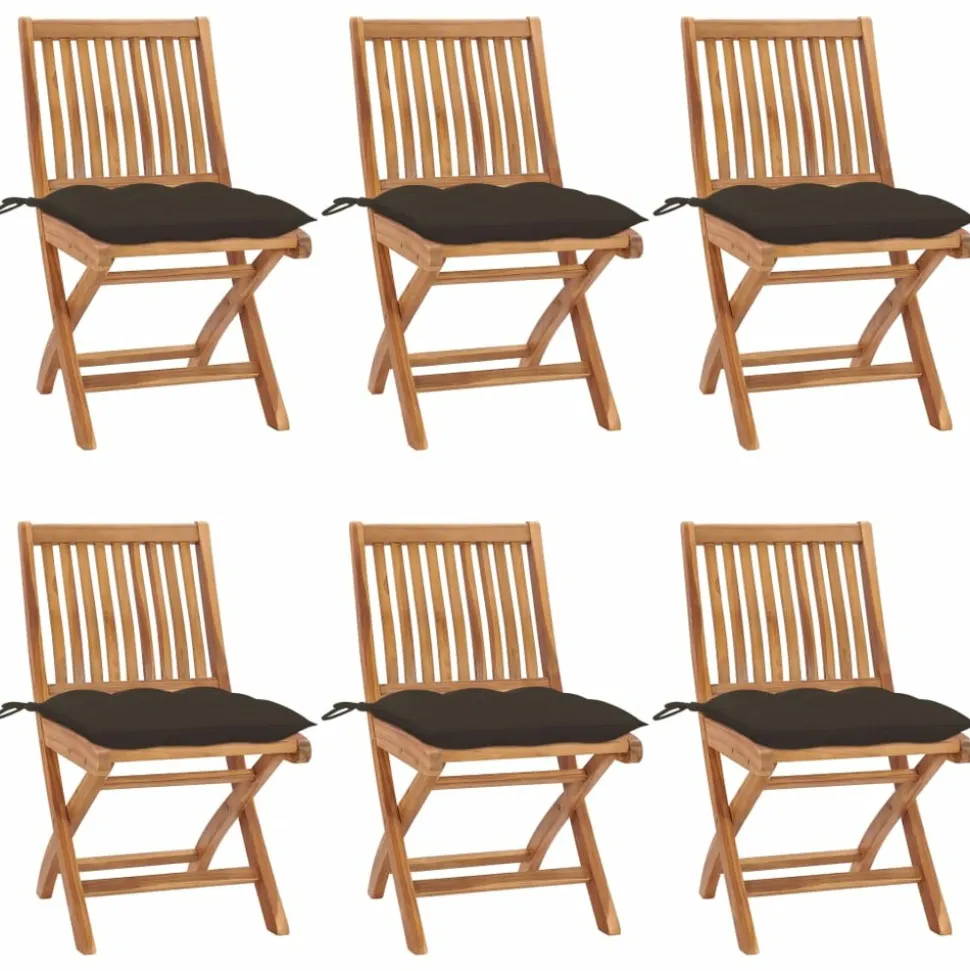 MAISON EXCLUSIVE - Chaises pliables de jardin avec coussins lot de 6 bois de teck