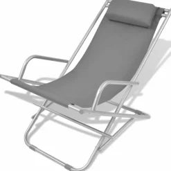 MAISON EXCLUSIVE - Chaises inclinables de terrasse lot de 2 acier gris