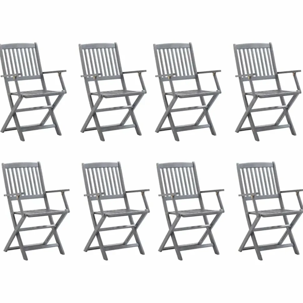 MAISON EXCLUSIVE - Chaises pliables d'extérieur lot de 8 et coussins bois d'acacia